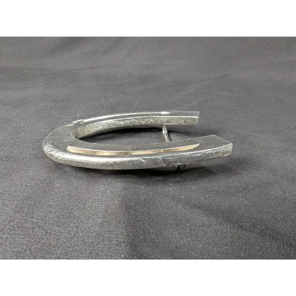 Vintage Horseshoe Belt Buckle Western Style Cast Metal Rustic Accessory Good